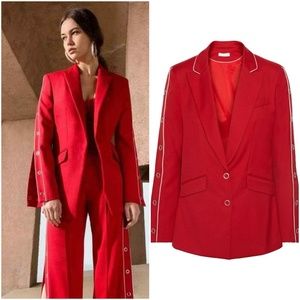 NWT Jonathan Simkhai Snap-detailed Red Wool Blazer